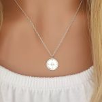 Catara 925 Sterling Silver Compass Necklace 45CM Chain
