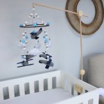 Cot Mobile Airplanes And Clouds Blue Navy And White