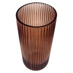 Glass Cylinder Vase Striped Brown 25CM