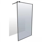 Shower Screen Alps Black 900×2000 With Ext Arm 8MM Glass