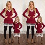 Maroon Lace Trim Matching Set CHILD-5-6Y