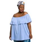 Donnay Plus Size Fashion Peasant Top - Blue