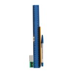 Marlin Stationery Set 5 Piece - 30CM Ruler Rubbertipped Pencil Eraser Small Sharpener Blue Pen Pack Of 12