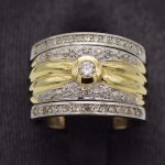 9CT Two-tone Trip-set Ring