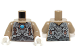 Parts Torso Light Bluish Gray Scaled Armor Copper Key Pendants And Blue Round Jewel Chi Pattern Dark Tan Arms White Hands 97