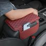 Universal Car Armrest Cushion Cover Pad With Storage Pouch - Pu Leather Auto Center Console Protector Non-slip Armrest Box Cover For Dust & Scratch Prevention 1PC