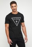 Guess Ss Bsc Patchwork Embo Logo Tee - Jet Black A996