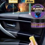 Multi-purpose Car Restoration Wax - Plastic Parts Refurbisher Interior Shine Enhancer Tire Protector & Yellowing Repair For Blac
