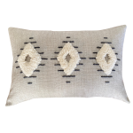 Zulu Pattern 3 Punch Needle Scatter Cover - 60CM X 40CM Natural On Oatmeal Fabric