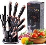 Kitchen Knife Set - 9 Piece Stainless Steel Knife Block Chef Knife Set With Rotating Acrylic Holder Steel Scissor Knife Kitchen