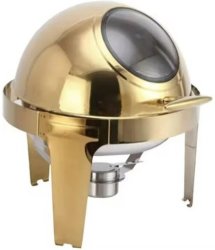 Roll Top Chafing Dish Round Gold Single Pan 9 L Single Pan