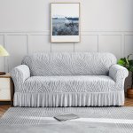 1PC Wave Pattern Sofa Slipcover Non-slip Sofa Cover With Skirt Dustproof Anti-cat Scratch Couch Cover Machine Washable Furniture