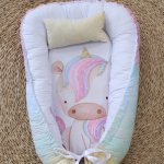 Baby Nest Baby Sleeping Pod Colourful Pastel Unicorn Amendments Set
