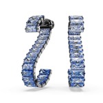 SWAROVSKI Matrix Drop Earrings Baguette Cut Blue Ruthenium Plated
