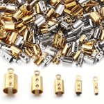 10 50PCS Stainless Steel Round Rope Clip Buckles Bracelet Necklace End Clip Rope Chucks For Handmade Jewelry Accessories