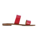 Double Strap Leather Sandals -pink