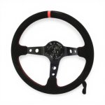 Gripforge Drift Design Black Suede Sport Steering With Red Stiching & Center Band - 350MM - Autostyle Motorsport South Africa