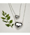 Double Heart Pendant Necklace - Silver Free
