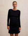 Ash Long Sleeve Ribbed MINI Dress - 16 Black