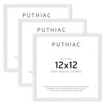 Puthiac 12X12 Solid Oak Wood Picture Frame Fits 8X8 With Mat Or 12X12 Without Mat Wall Display Only Plexi Front 3 Pack White