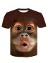 Men's Gorilla Print Novelty Funny Happy Round Neck T-shirts Casual Short Sleeves Tops Men's Trendy Clothes