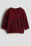 Cotton-knit Jumper - Dark Red Striped