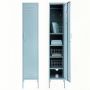 Steel Single Door Skinny Wardrobe Storage Cabinet Cupboard Locker - Ocean Blue