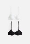 2-PACK Padded Underwired Microfibre Bras - White Black