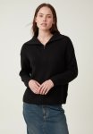 Cotton On Cotton Half Zip Pullover - Black