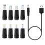 8 In 1 Dc Power Cord USB Multi-function Interchange Plug USB Charging Cable Black