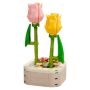 114 Piece - Building Block Tulip Potted Plant Display - Pink & Yellow