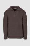 Mens Kyle 1 4 Zip Ribbed Knitwear In Brown - Brown 3XL