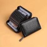 1PC Men's Pu Leather Casual Card Holder Zipper Coin Purse