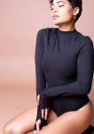 Lucy Long Sleeve Bodysuit - Black - S