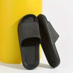 Men's Solid Color Open Toe Breathable Eva Slippers Comfy Non Slip Durable Soft Sole Casual Slides Men's Indoor Footwear