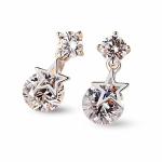 Hypoallergenic Sterling Silver Simple Star Cubic Zirconia Dangle Stud Earrings For Women