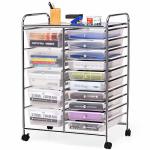 Kotek 15-DRAWER Rolling Storage Cart Multipurpose Mobile Utility Cart With 4 Wheels Home Office School Tools Scrapbook Paper Org