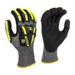 Radians Unisex Cut Resistant A6 Nitrile Glove With Tpr And Tektye Yarn Black gray Size M