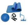 Fitness Yoga Mat Pilates Ball Ankle Puller Jump Rope Set - Blue - 4-IN-1