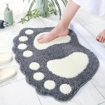 1PC Super Absorbent Microfiber Bath Mat With Non-slip Grip For Bathroom Toilet Shower And Kitchen - Cute Footprint Pattern For H