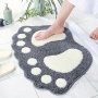 1PC Super Absorbent Microfiber Bath Mat With Non-slip Grip For Bathroom Toilet Shower And Kitchen - Cute Footprint Pattern For Home Decor And Bathroom Accessories