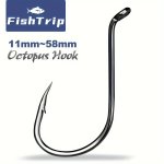 100PCS High Strength Corrosion-resistant Octopus Hooks Suitable For Saltwater And Freshwater Fishing High Carbon Steel 11MM 58MM