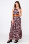 Kelly Floral Printed Sleeveless Maxi Dress With Pockets & Belt