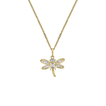 Yellow Gold Cubic Zirconia Dragonfly Pendant On A Chain