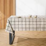 Country Check Tablecloth Neutral Grey - 10-12 Seater 150X340CM