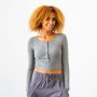 Ribbed Long Sleeve Crop Top Dusty Green - S