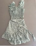 Green Ditsy Floral Smocked Top And Matching Wrap Skirt 10 11Y