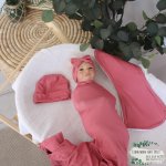 Wrap Set Swaddle Set Dark Dusty Pink Plain Color