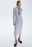 Shimmering Rib-knit Dress - Silver-coloured