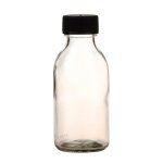200ML Clear Glass Generic Bottle With Screw Cap - Black 28 410